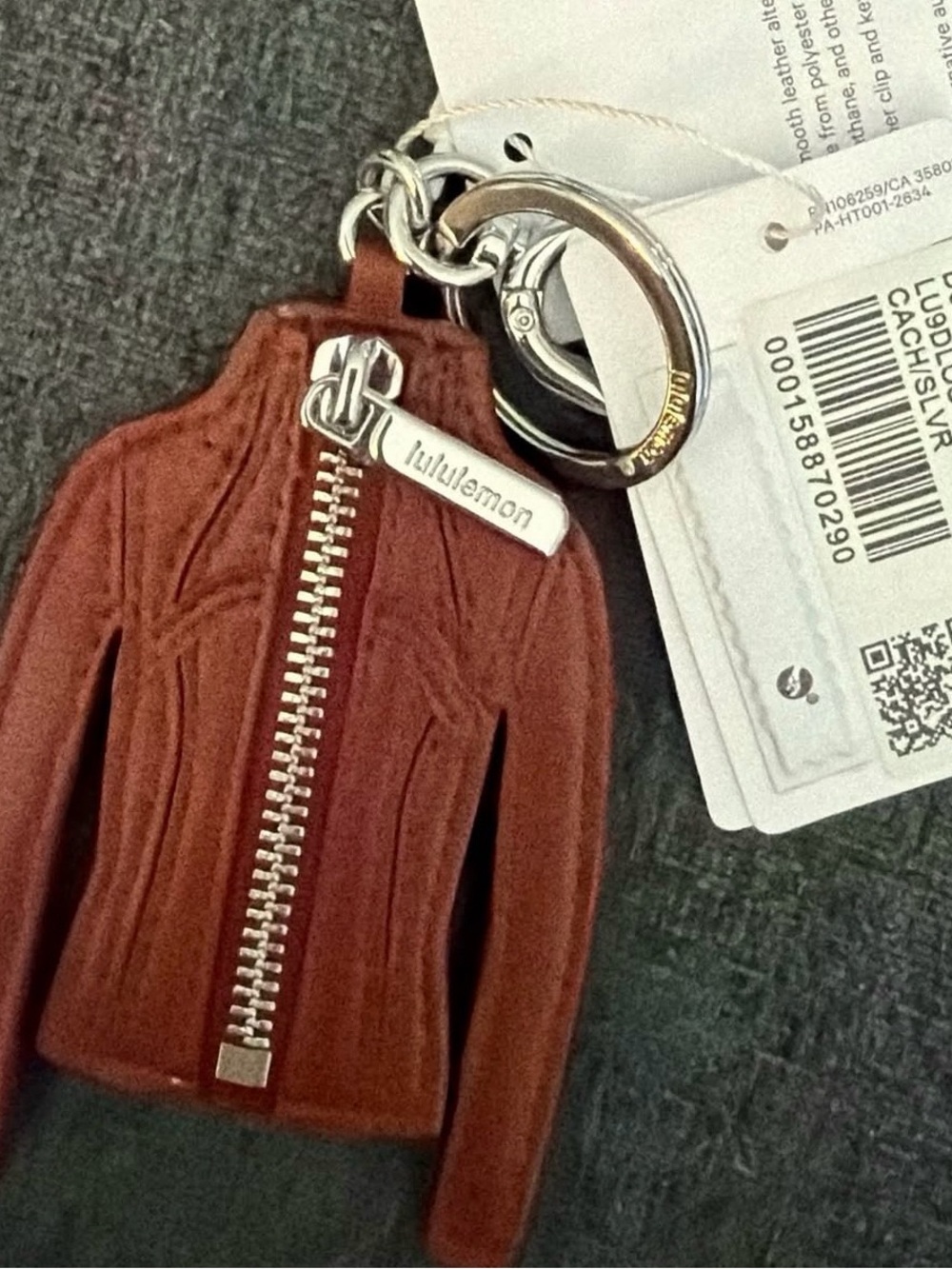lululemon athletica Brown Leather Jacket Key Holder with Silver Hardware